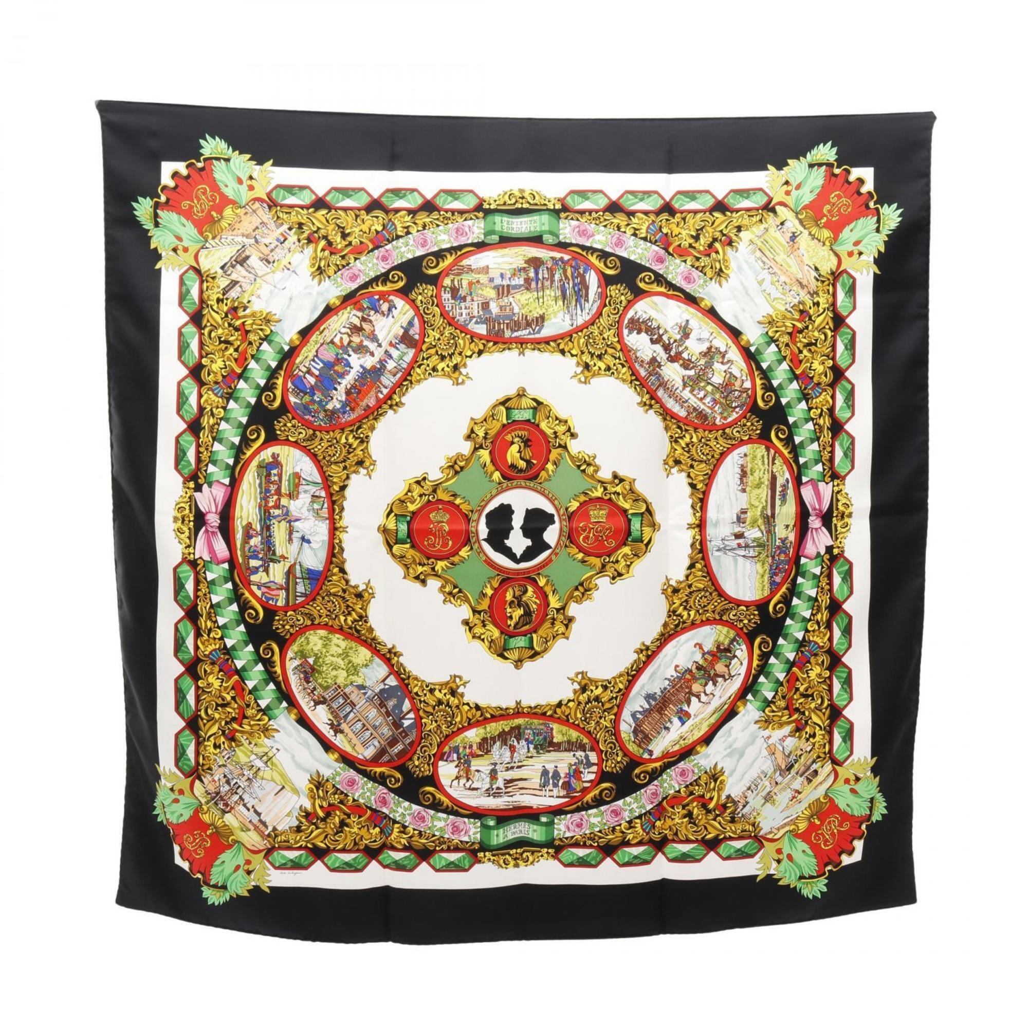 Hermes Authentic Black Silk Scarf Hermes Authentic Black Silk Scarf